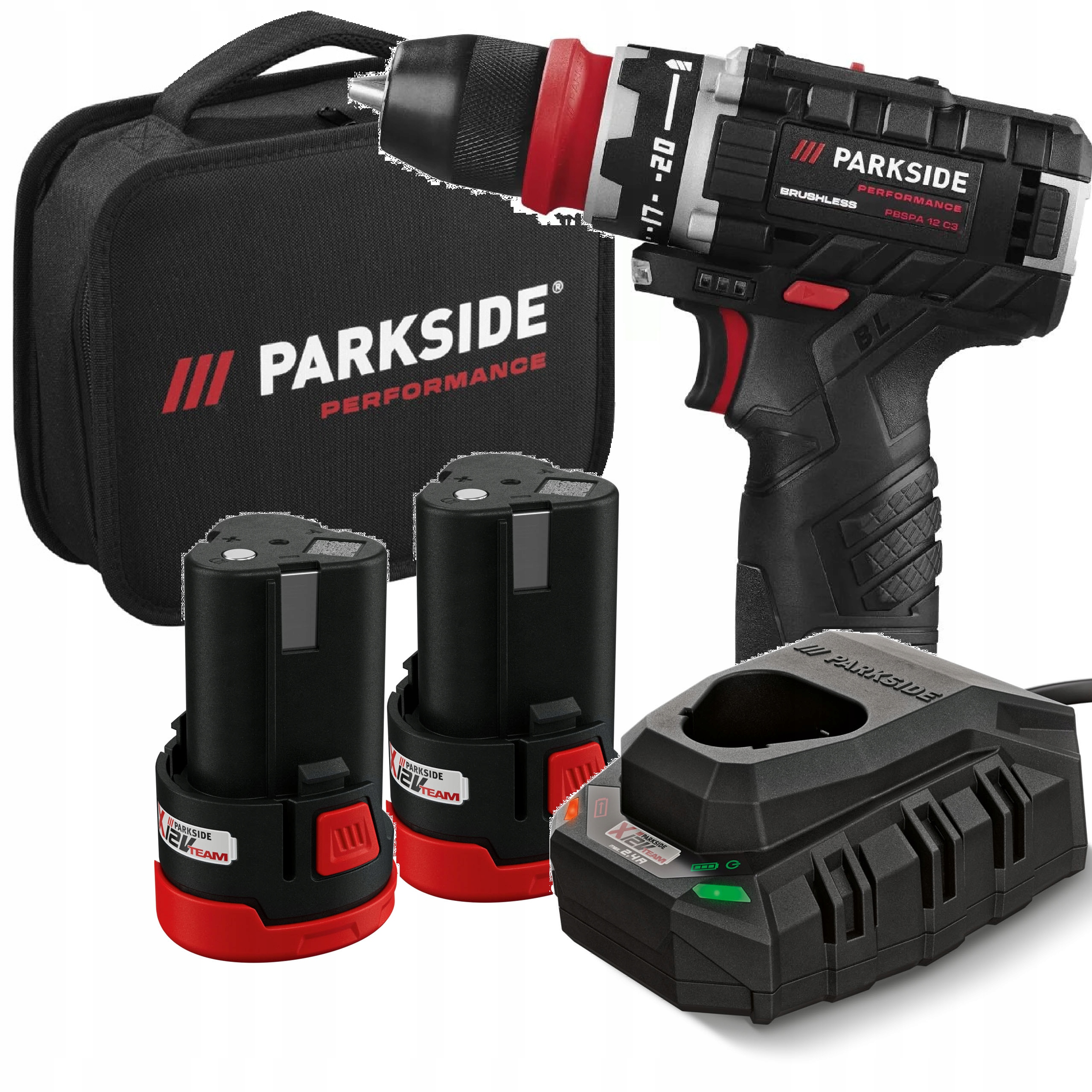 Šroubovák Parkside Pbspa 12V aku vrtačka 2x akumulátor 2AH Komplet