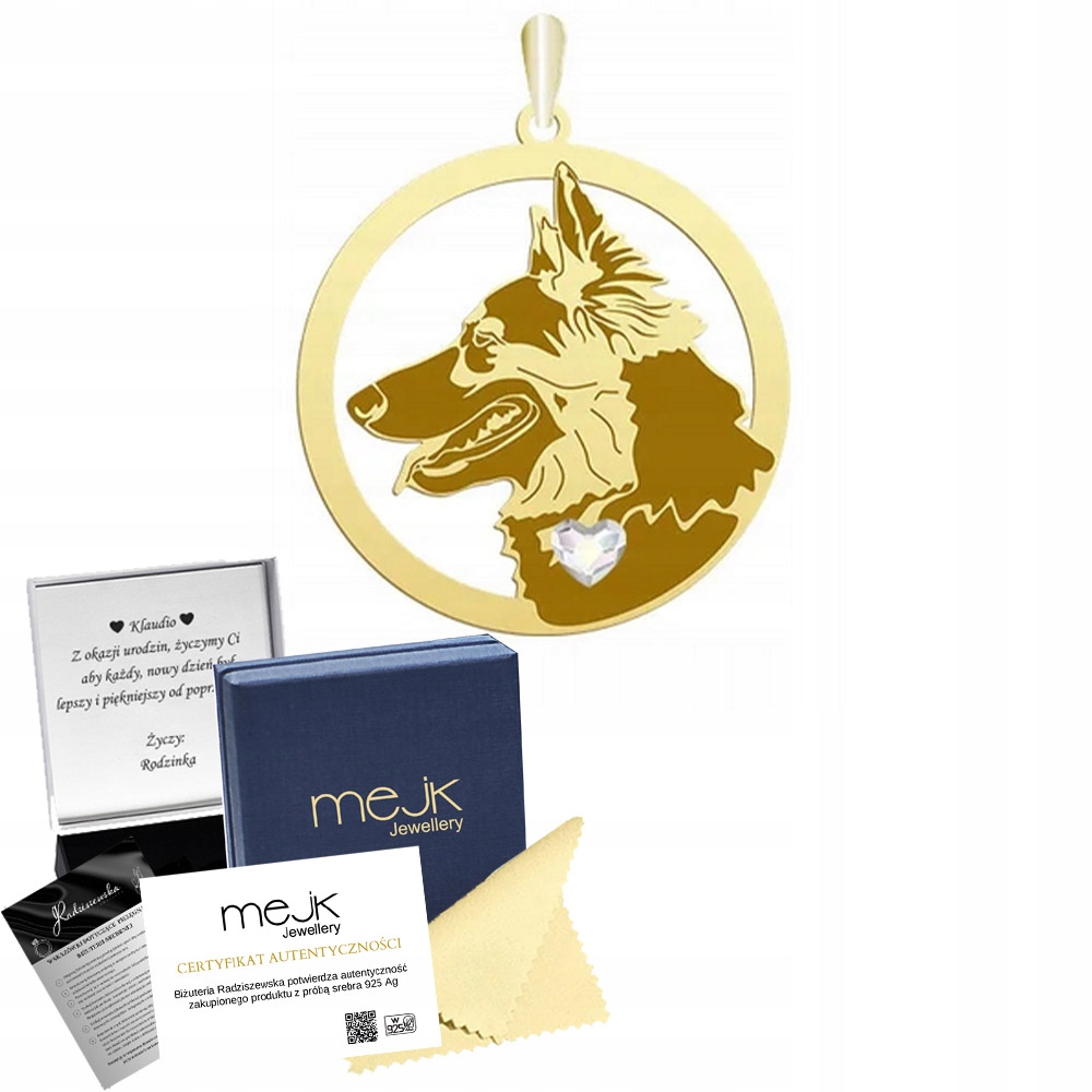Zlatý přívěsek se psem Chodský pes 925 Dárek Šperky Gravírování Bonus
