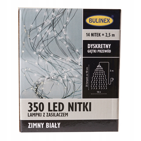 

Lampki wewnętrzne 350 Led nitki biały zimny