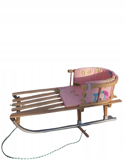 Sanki z oparciem i materacem sznurek pasy sanki drewniane Produkt Polski