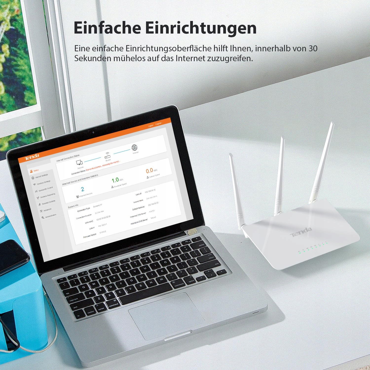 TENDA F3 N300 Router WLAN 300Mb/s 2.4GHz 3 Antennas 3 LAN WAN Ports AP — miniatura 6