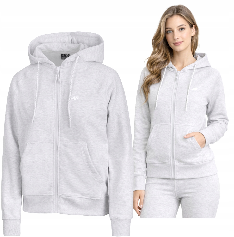 4F Damska Bluza Bawełniana Rozpinana Z Kapturem rozm S