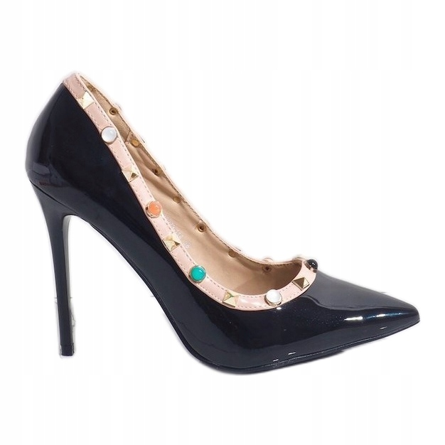

Czarne Skóra ekologiczna Buty Czółenka r.37