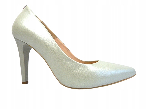 Boty Sala 37 mátově šafránové, klasické metalické kožené lodičky