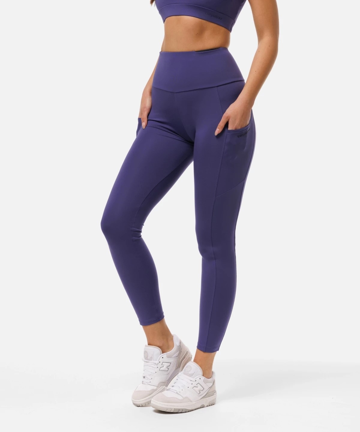 LEGGINSY SPORTOWE FIOLETOWE Z KIESZENIAMI FITNESS BIEGANIE - S Kolekcja LIBRE