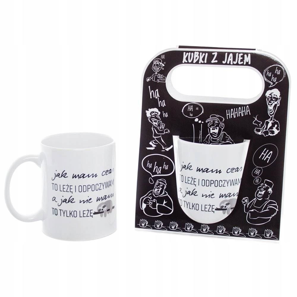 kubek ceramiczny z napisem 'Jak mam czas to leżę i odpoczywam...' — 3