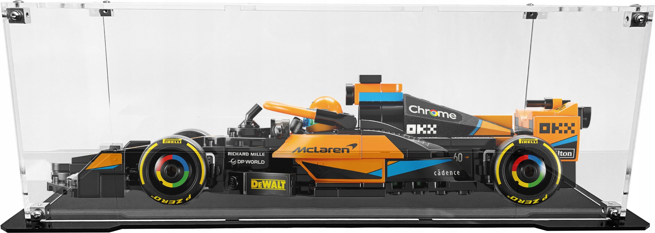 Vitrína s černou základnou pro stavebnici Lego 76919 McLaren Formule 1