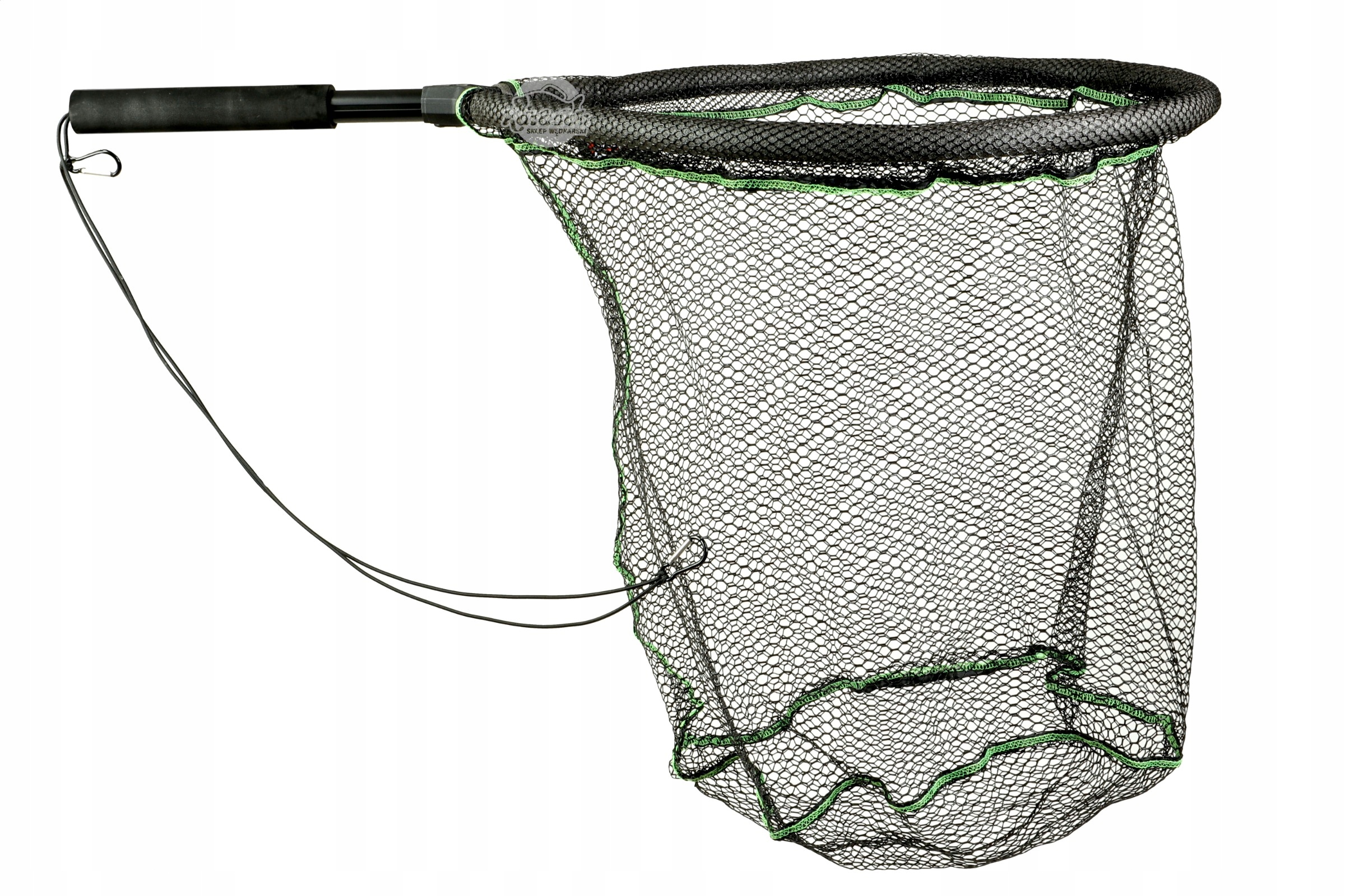 Podbierak wędkarski spinningowy szczupakowy z pływakami gumowana siatka Fl