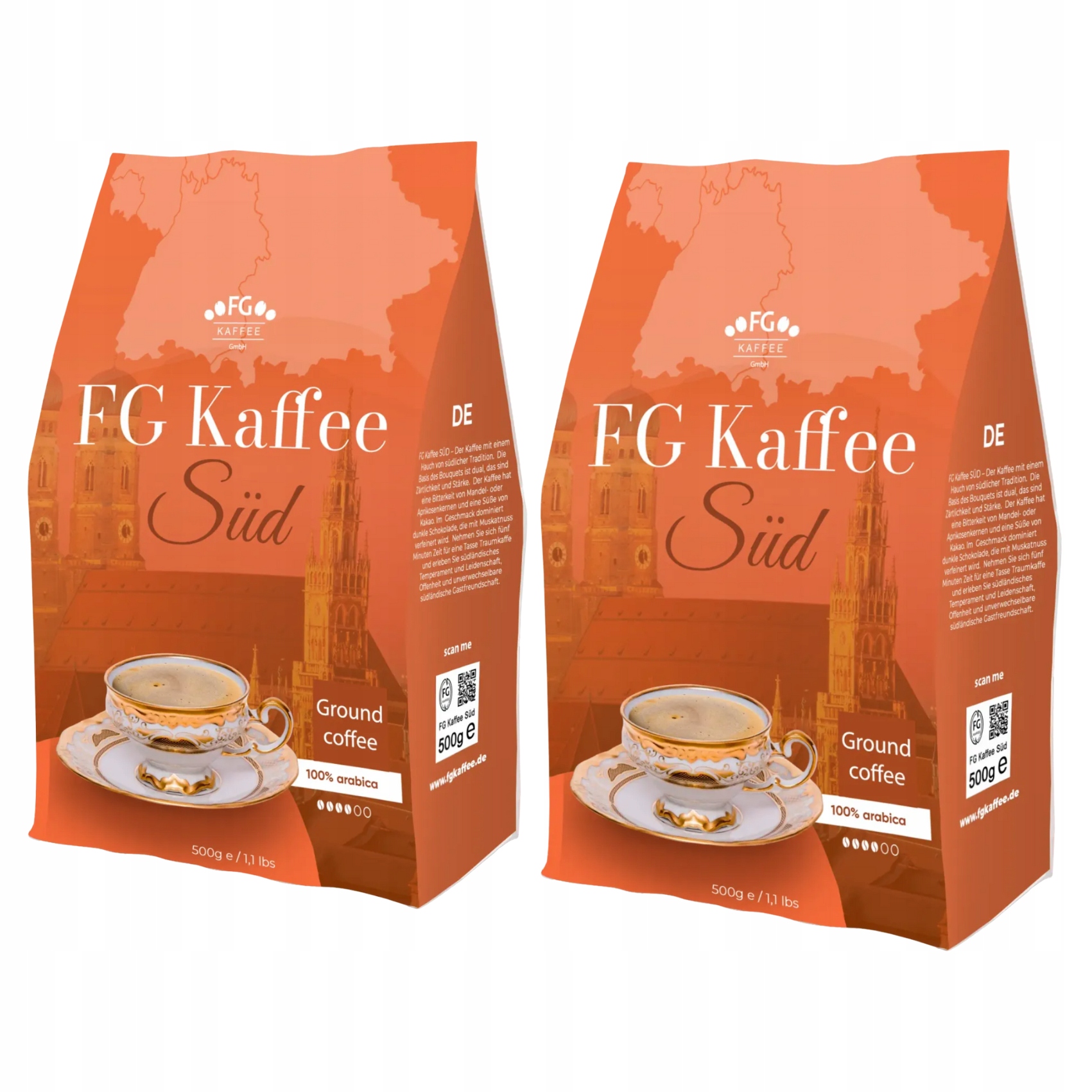 Levně 2x Mletá káva 500 g Fg Kaffee South Brazílie Čerstvě pražená Arabica