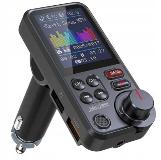 Bezprzewodowy Transmiter Fm Bluetooth 5.0 Sd Radio Ładowarka Głośnik 12/24v