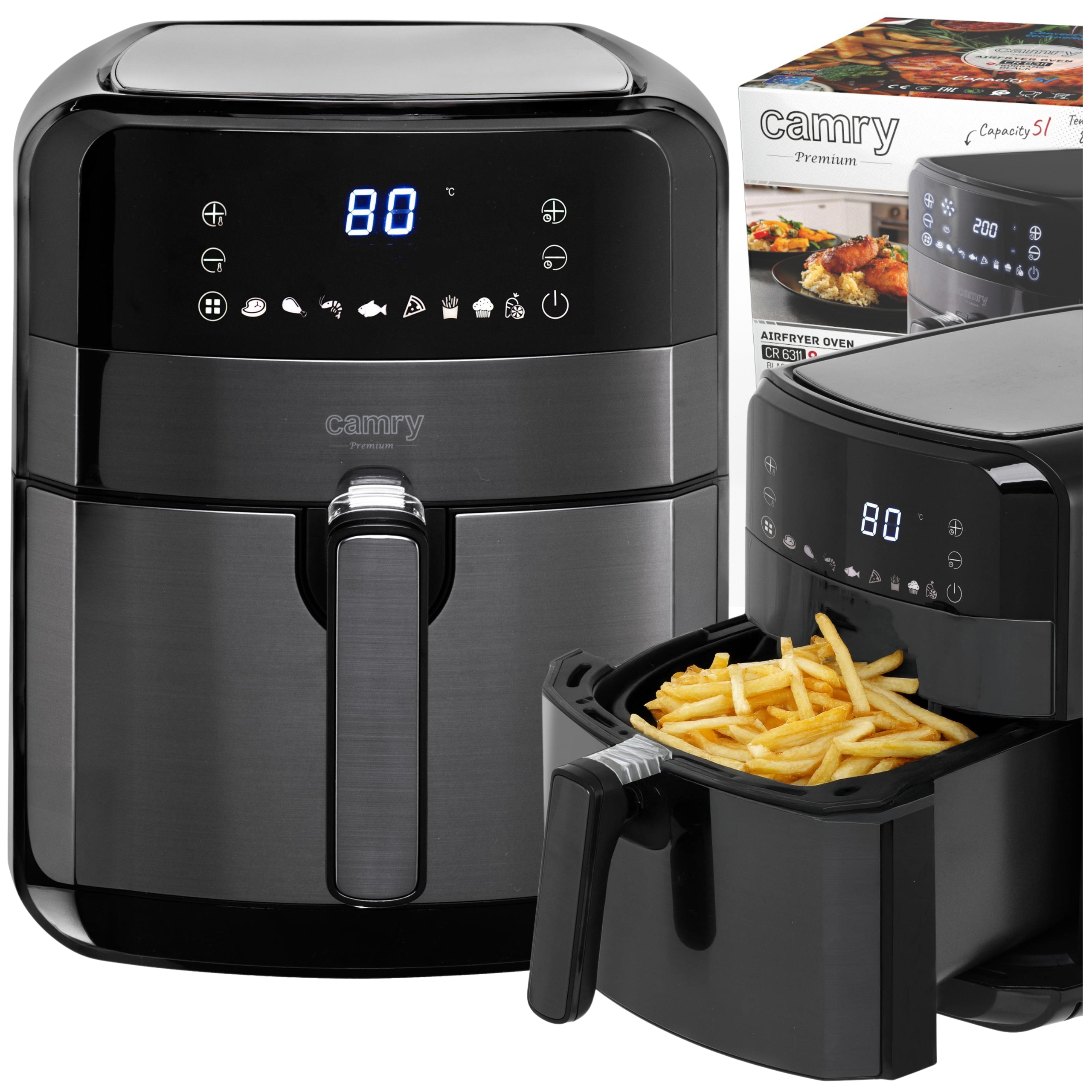 Air Fryer Teplovzdušná Fritéza 5L Fritéza XXL 2500W 9 Programov