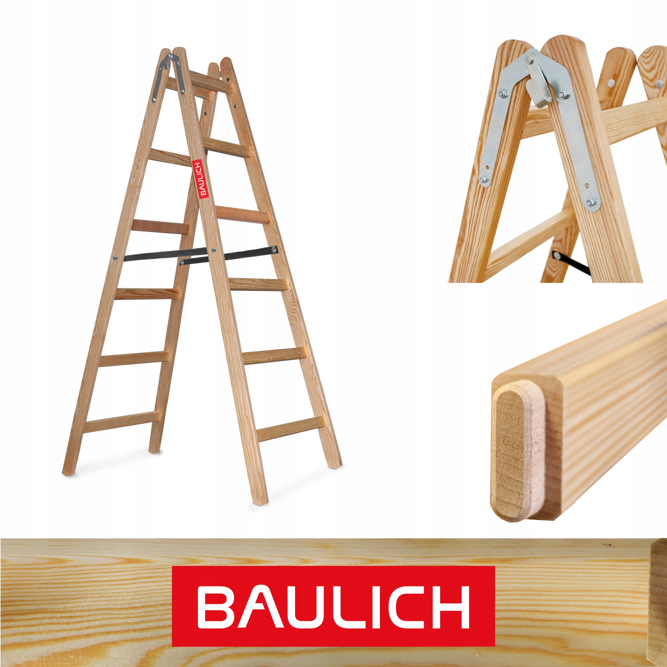 Drevený rebrík 2x6 maliarsky obojstranný rozkladací Baulich