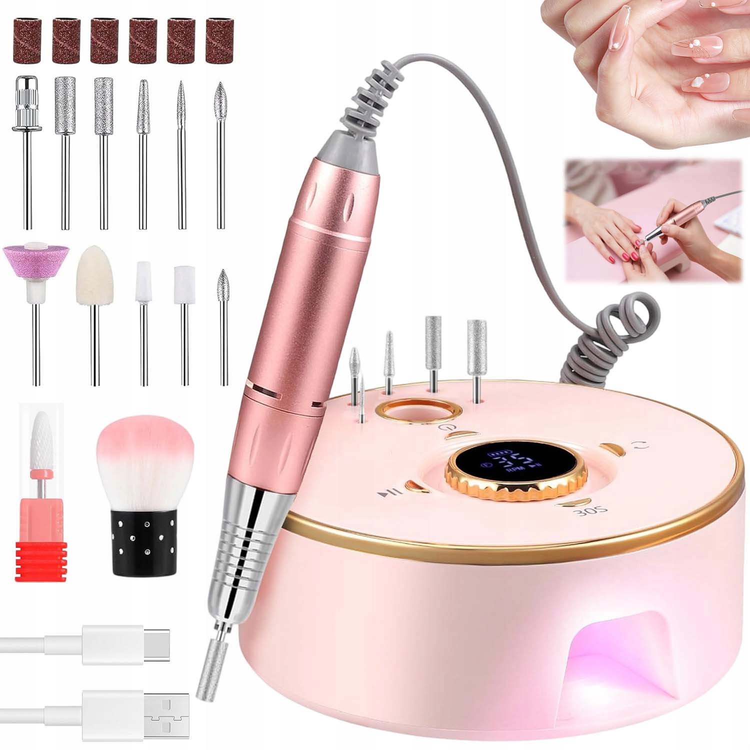 Bruska Na Nehty Manikúra Pedikúra Silná Profesionální+frézy 35000 Rpm