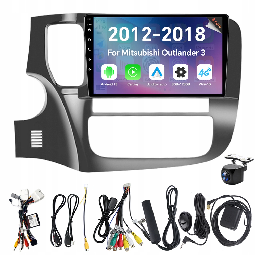 Autorádio Eunavi 2Din s Androidem 13 a 2013 Rds pro Mitsubishi Outlander 3 2012-2018
