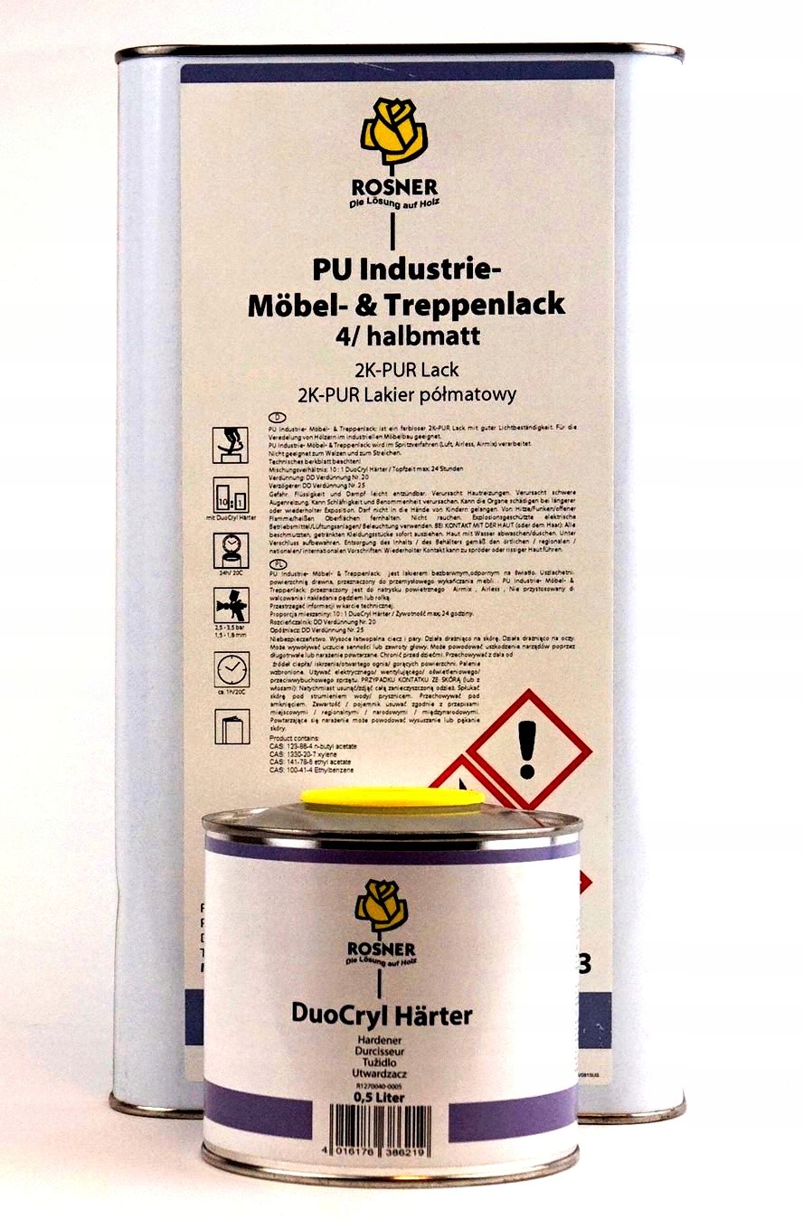 bezbarvý lak Rosner Pu Industrie Mobel Polomat sada 5L tvrdidlo