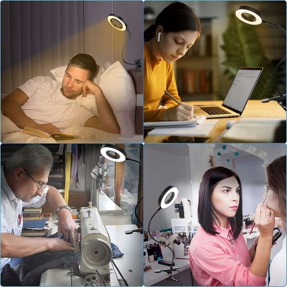 LAMPA LAMPKA LED ELASTYCZNA PIERŚCIENIOWA BIURKOWA KLIPS na biurko szkolna Zasilanie sieciowe