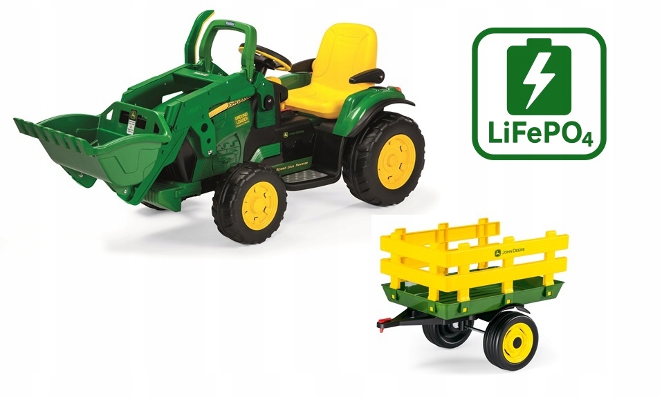 Koparka na Akumulator John Deere Ground Loader 12V z Przyczepą Peg Perego