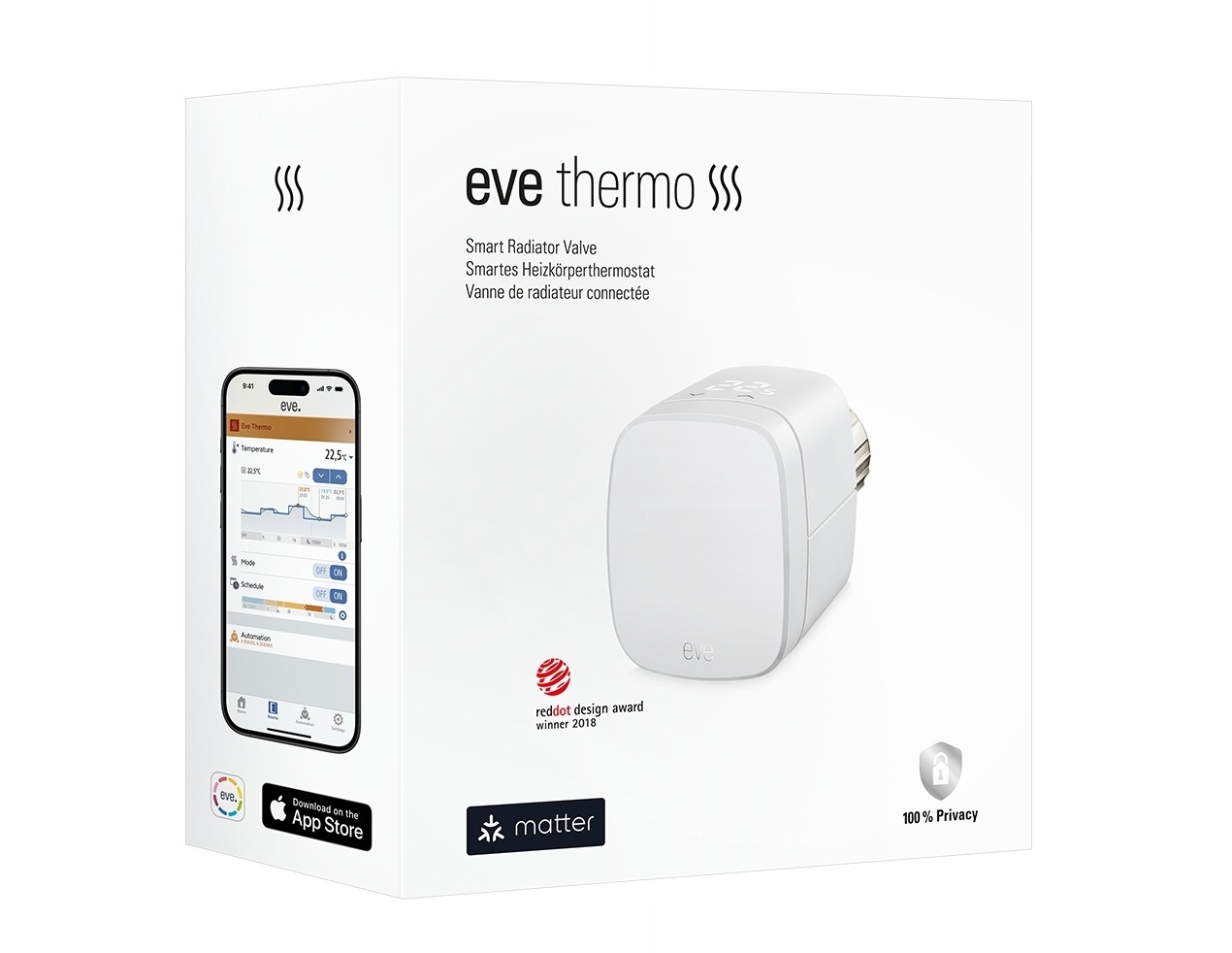 Termostat Radiátorový Eve Thermo Inteligentná Hlavica Časovač Smart Home