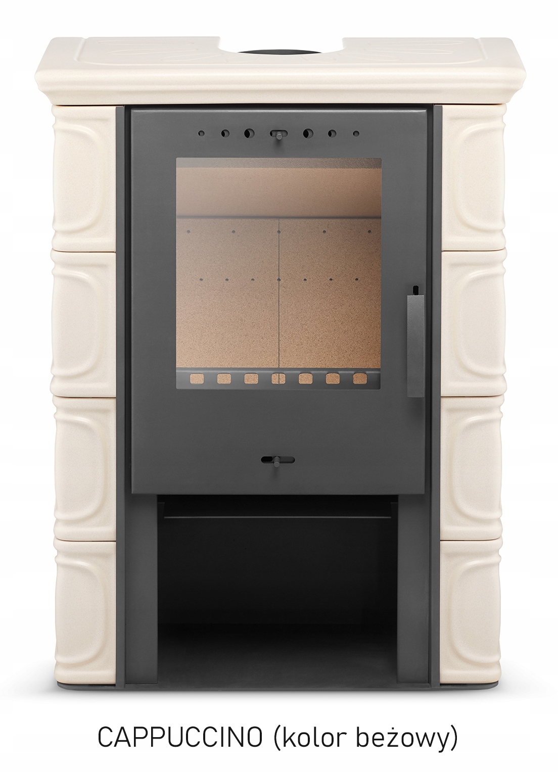 Kominek kaflowy piec wkład kominkowy wolnostojący koza ELDUR cappuccino Materiał wykonania kaflowy