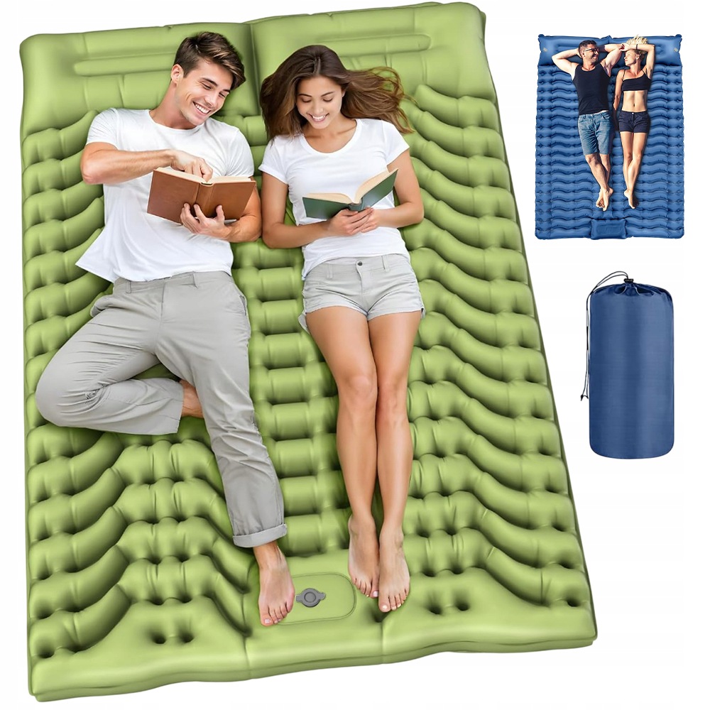 Materac Samopompujący 2-OSOBOWY Nylon 40D Mata Z Workiem Do Plecaka