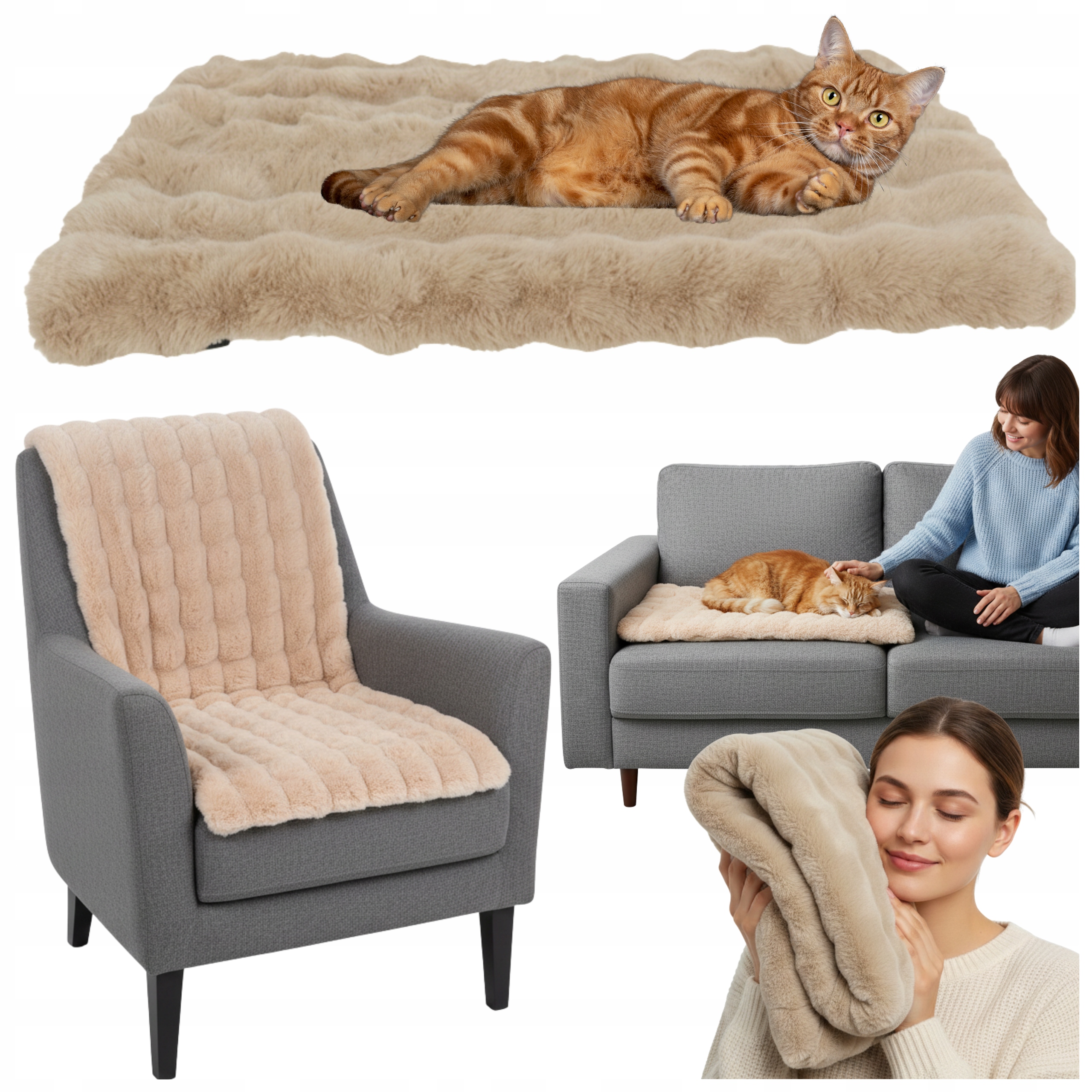 Levně Pelíšek pro psa, podložka, přehoz na pohovku, ochranná postel, měkká, 60x90 cm