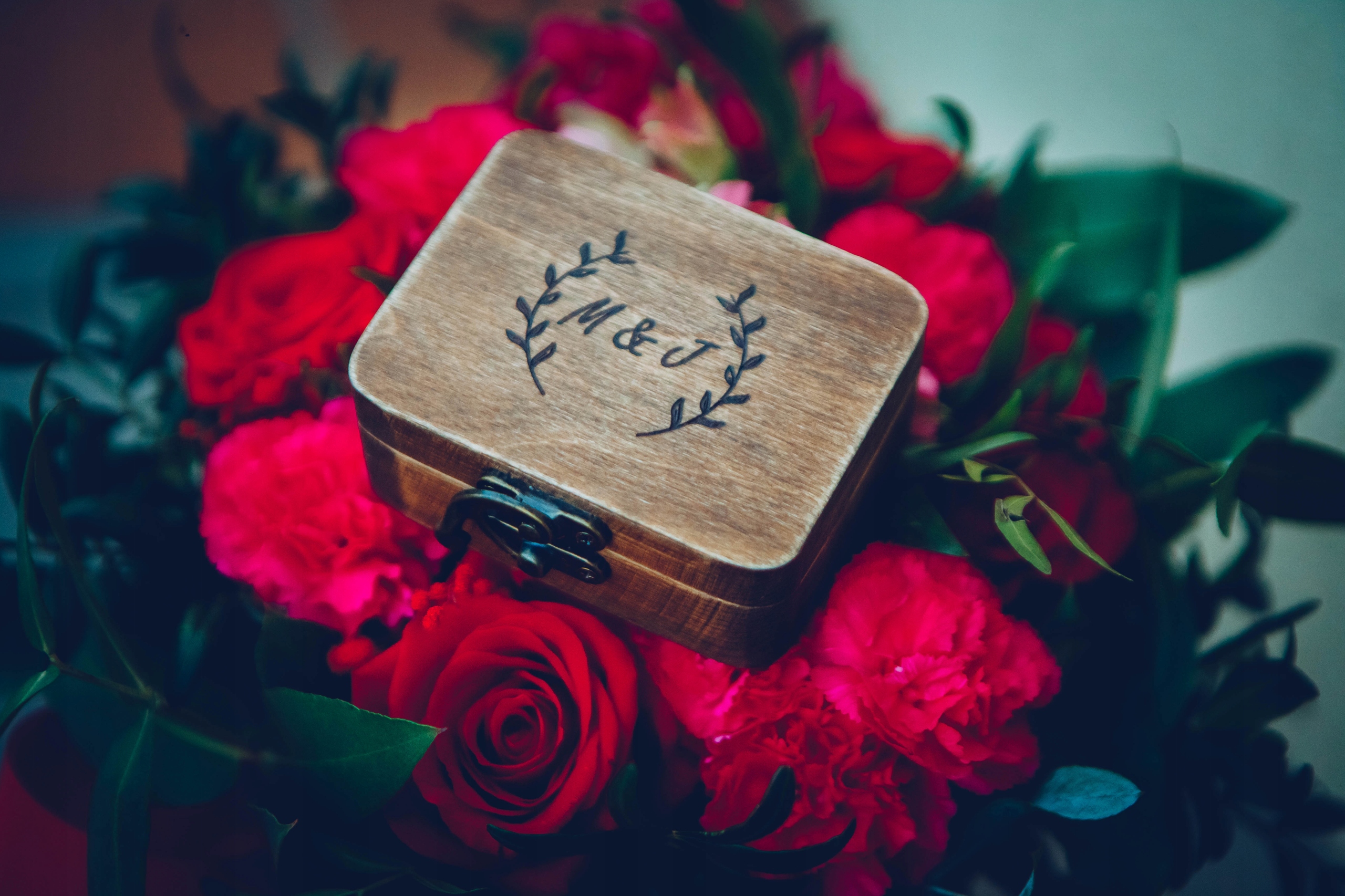 Pudełko na Obrączki - Boho, Rustykalny, Grawer Rodzaj pudełko