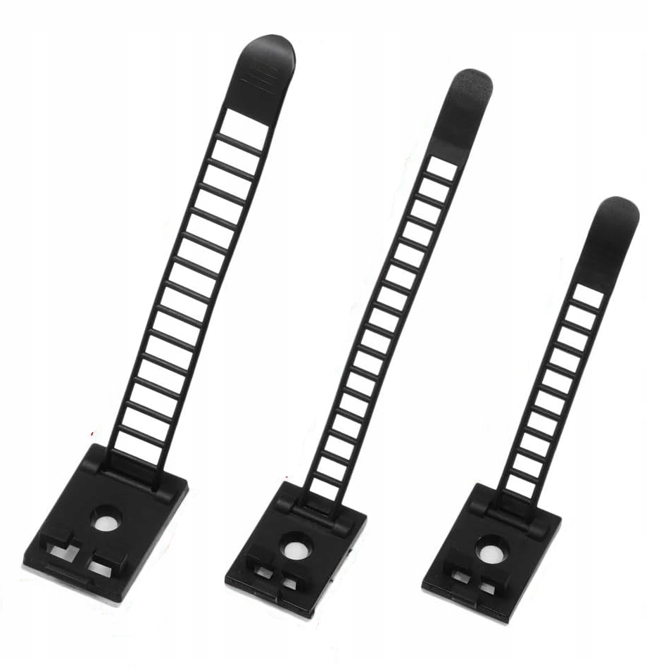 100x REGULOWANE UCHWYTY SAMOPRZYLEPNE DO KABLI KLIPSY KABLOWE 25x13x65 mm Marka GOOD RAIN