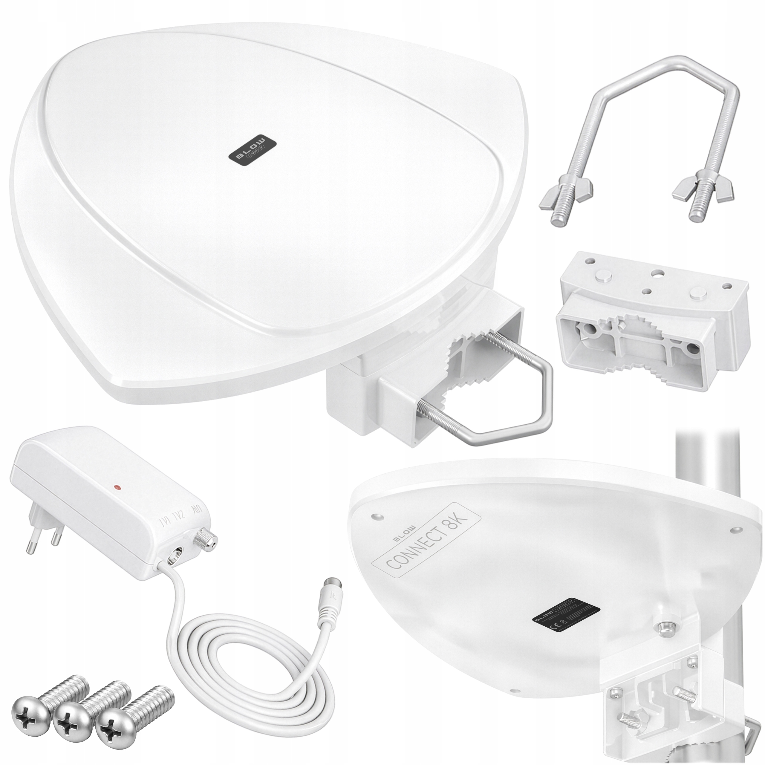 Antena Zewnętrzna Aktywna DVB-T2 Full Hd Tv 4K 8K Filtr Gsm Uhf Zasilacz 1M