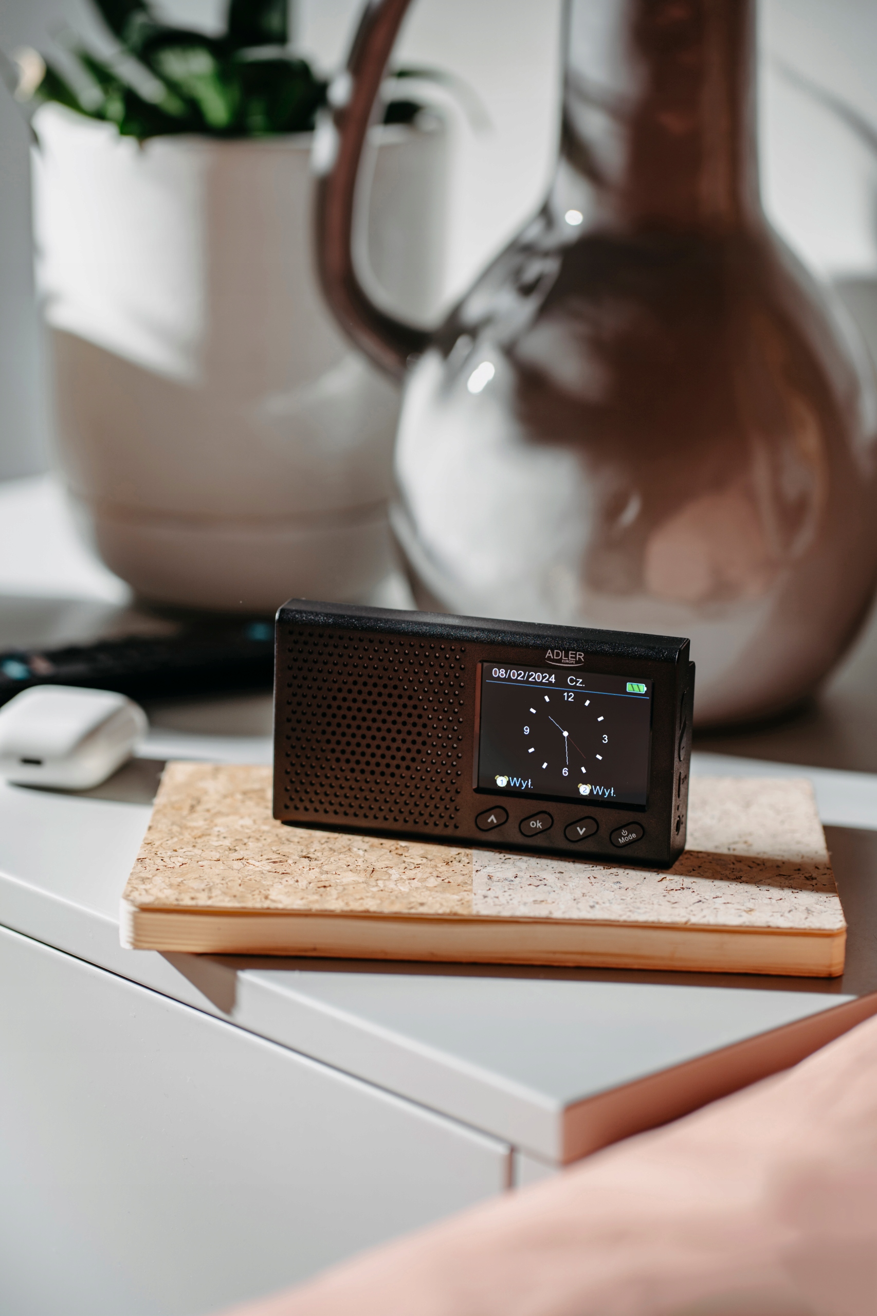 Radio Przenośne AD 1198 - FM, Bluetooth, LCD, Zegar - Adler