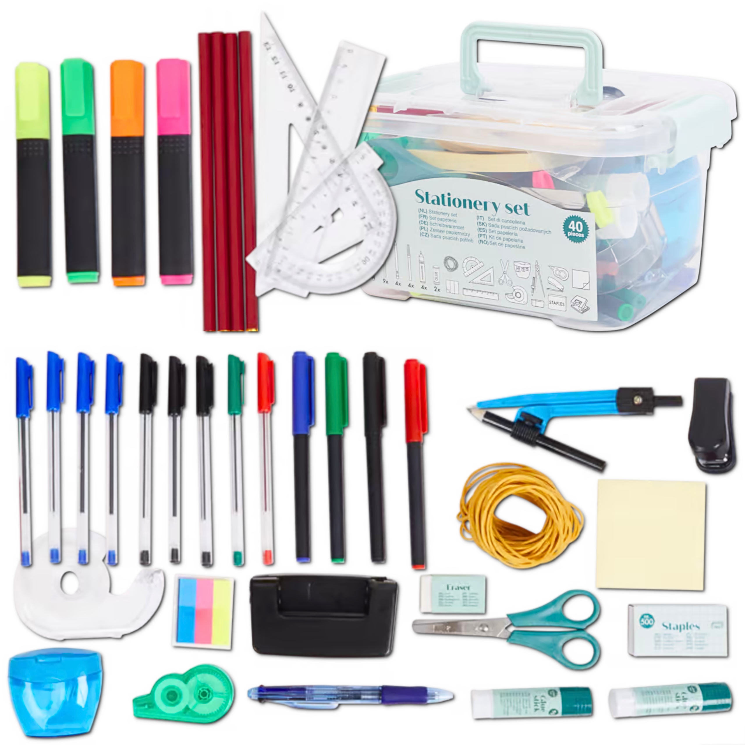 DUŻY ZESTAW PRZYBORÓW SZKOLNYCH WYPRAWKA XL 40 EL.