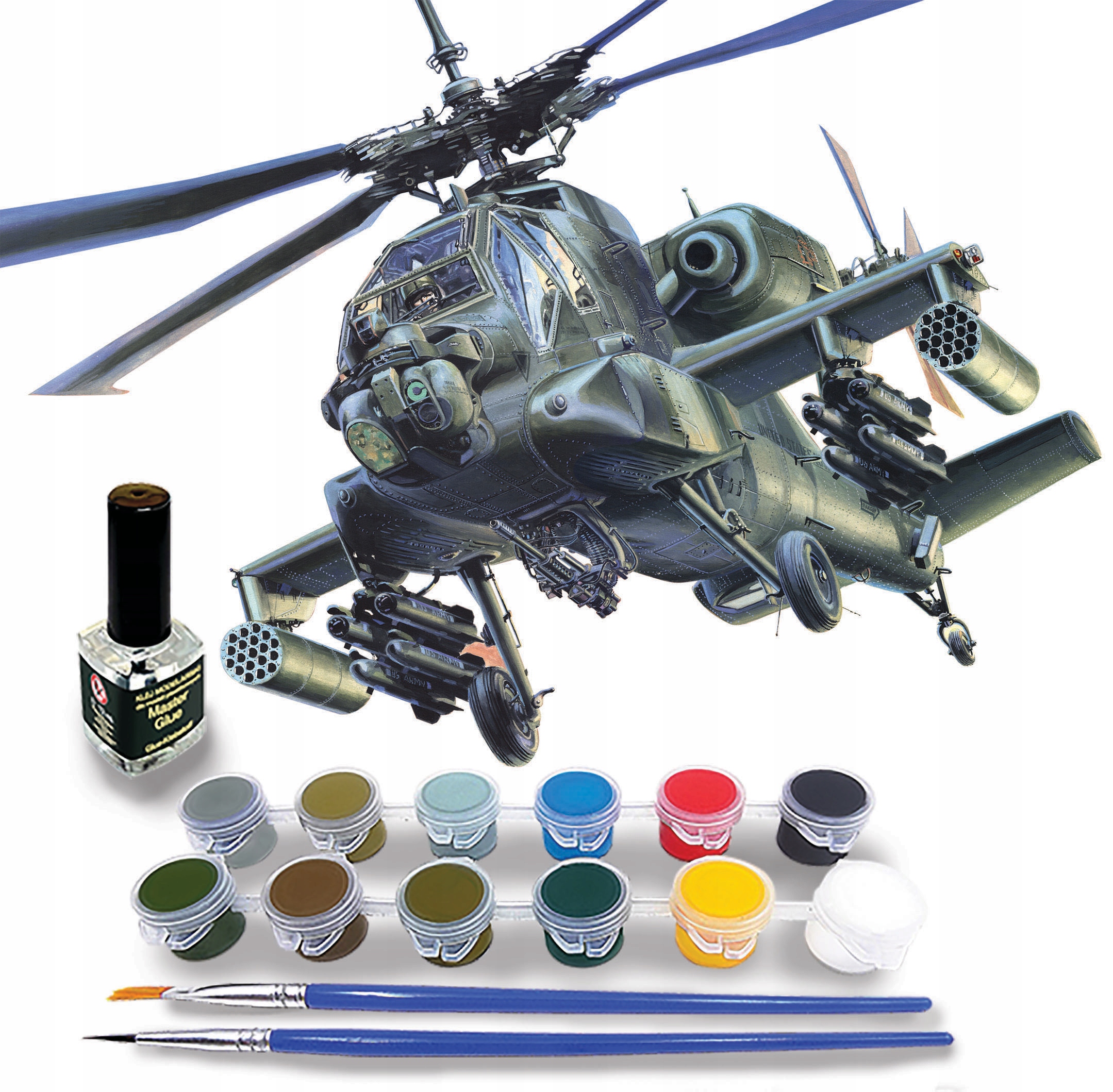 

AH-64A Strike Apache Model do sklejania+FARBY,KLEJ