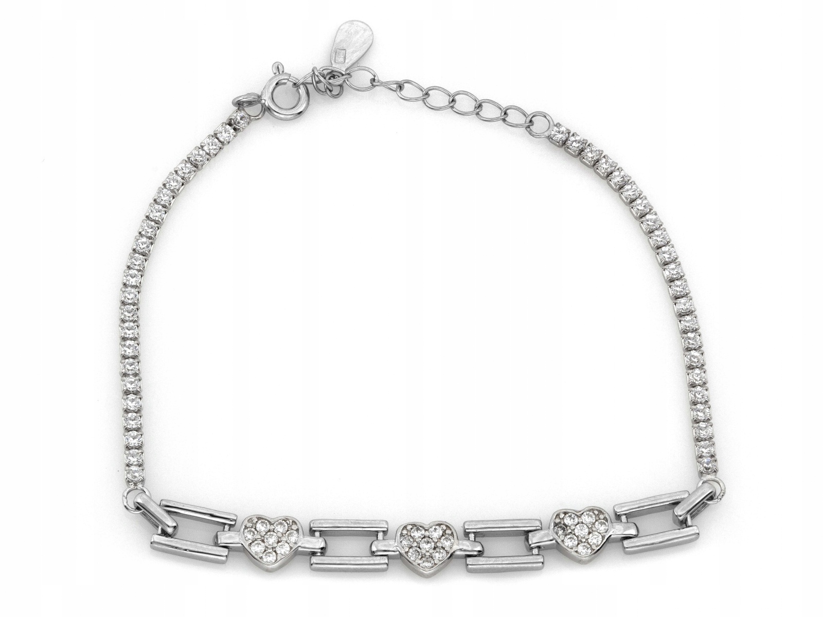 Dámský náramek ze stříbra 925 Srdíčka se zirkony jako dárek r19