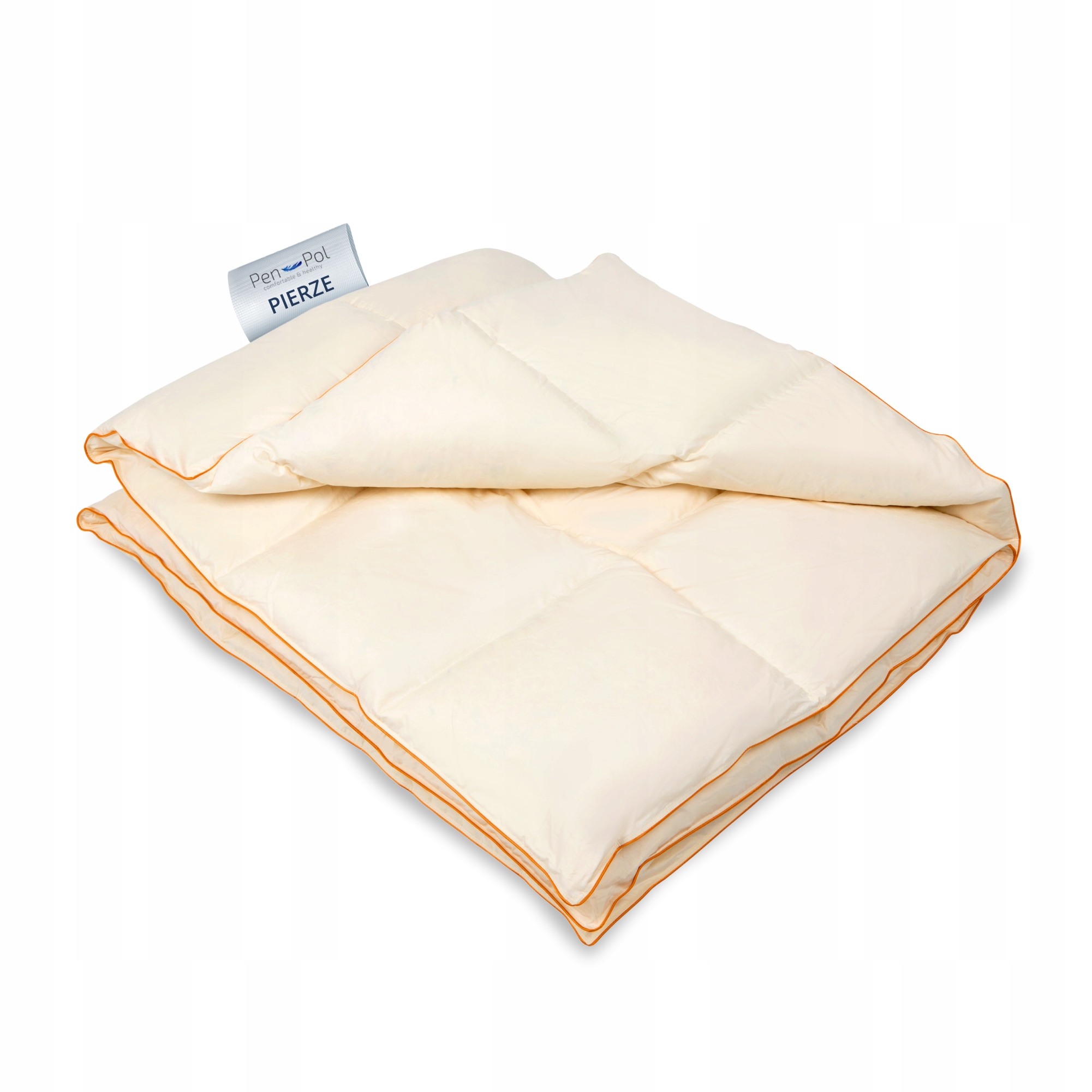 Přikrývka 200x220 z peří 90 % Standard, celoroční, 100% Bavlna Ecru