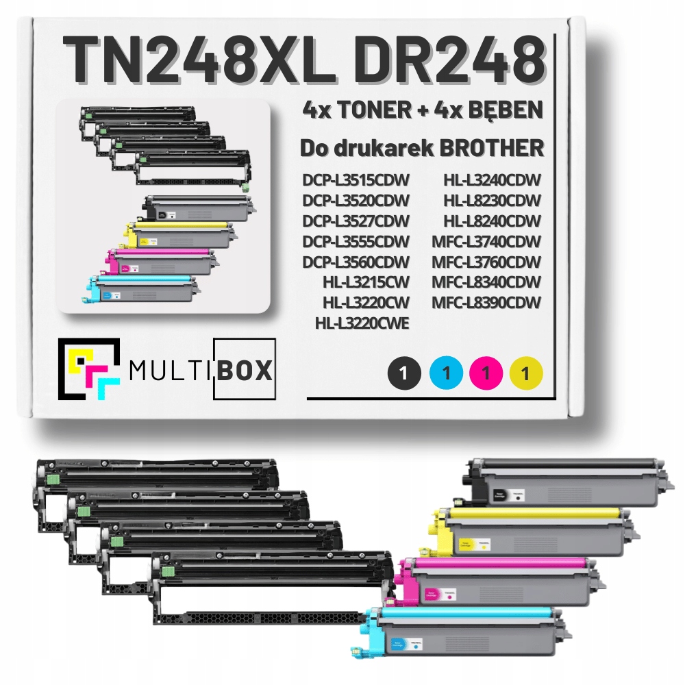 8x Nowy Zestaw TN-248XL DR-248CL do Brother HL-L3240CDW MFC-L3760CDW