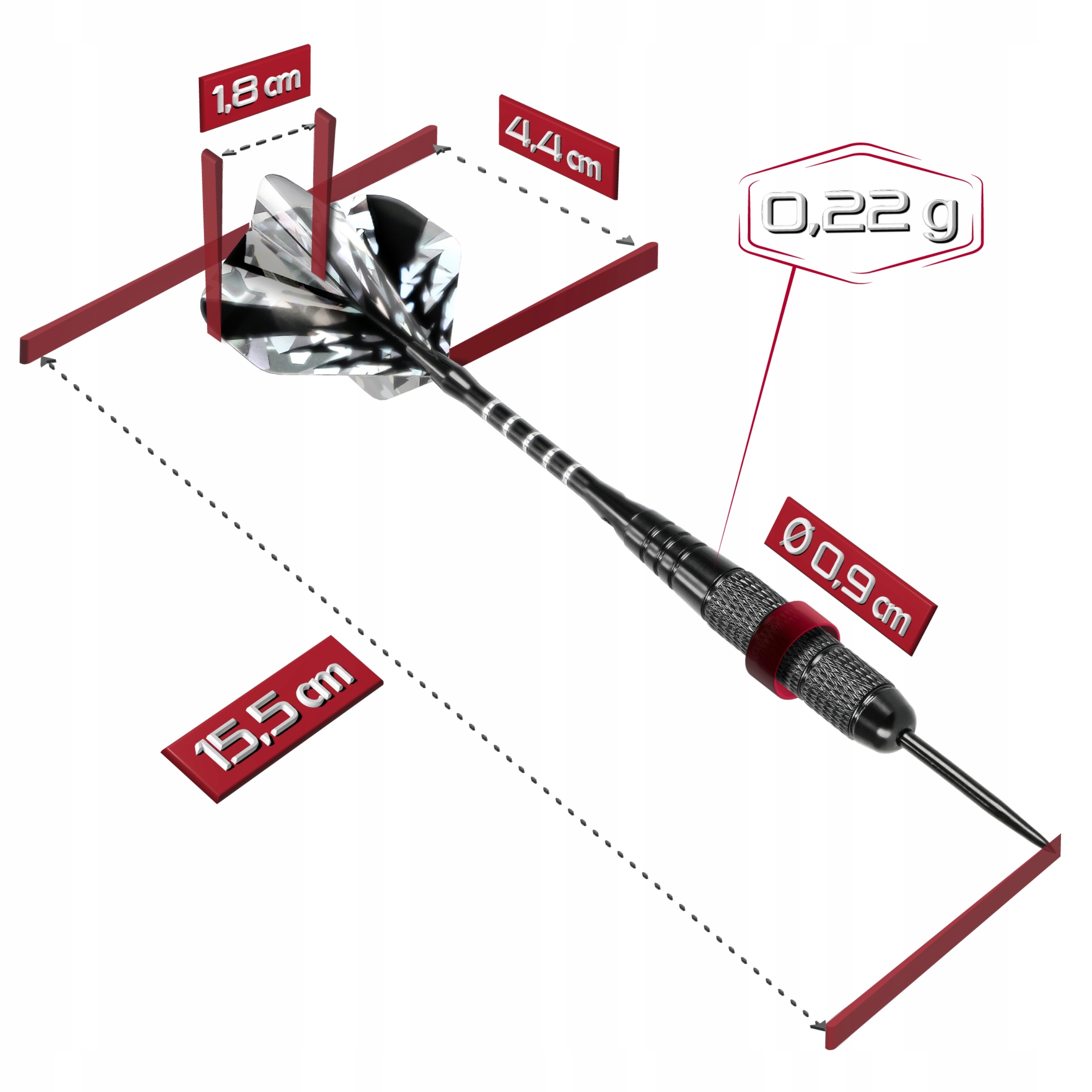 PROFESJONALNY ZESTAW 6 SZT RZUTKI METALOWE STALOWE LOTKI DART SIZALOWY 22G Model Zestaw 6 rzutek lotek do darta piórka premium 22g