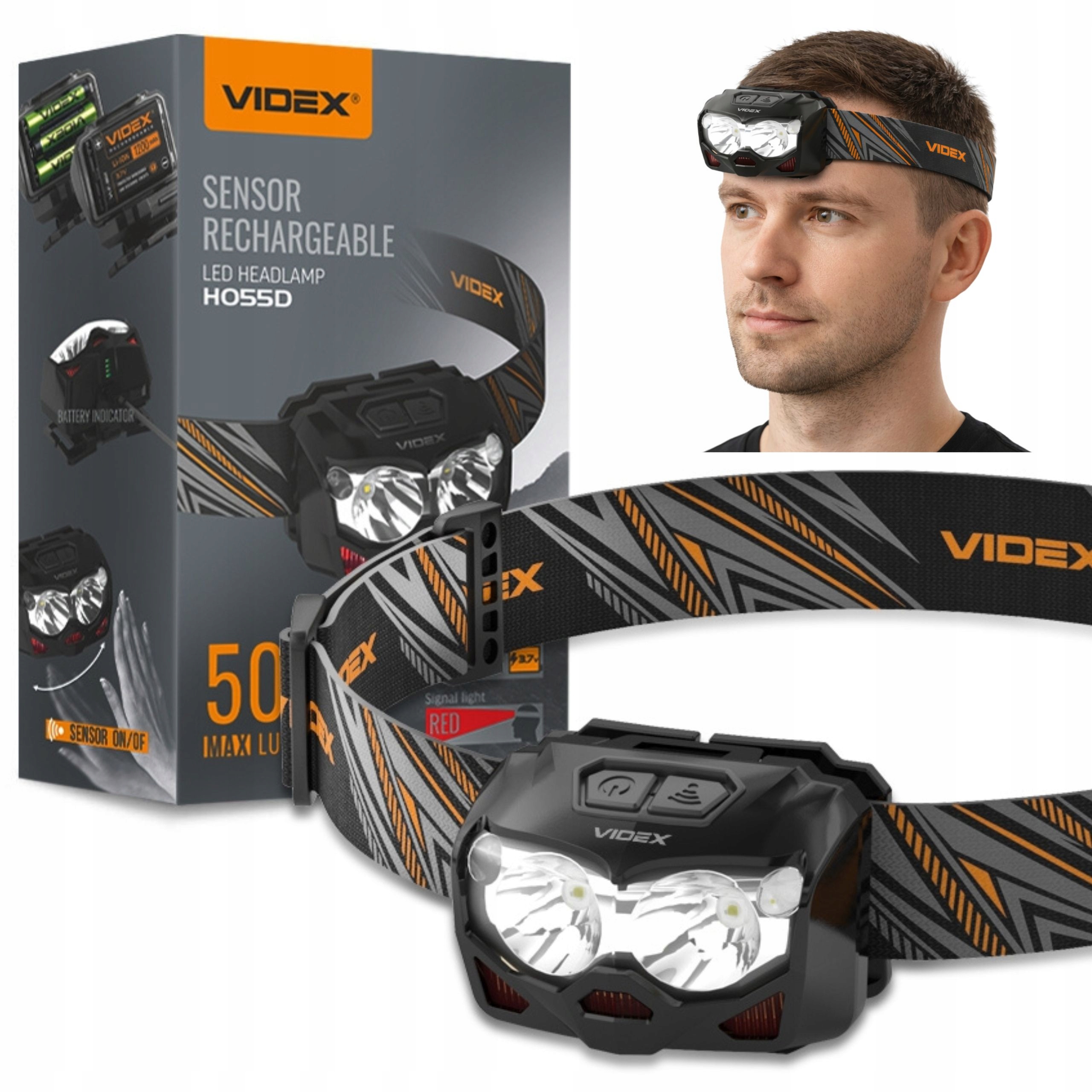 Videx Latarka Led Czołowa czołówka Akumulatorowa Usb 500Lm 5000K