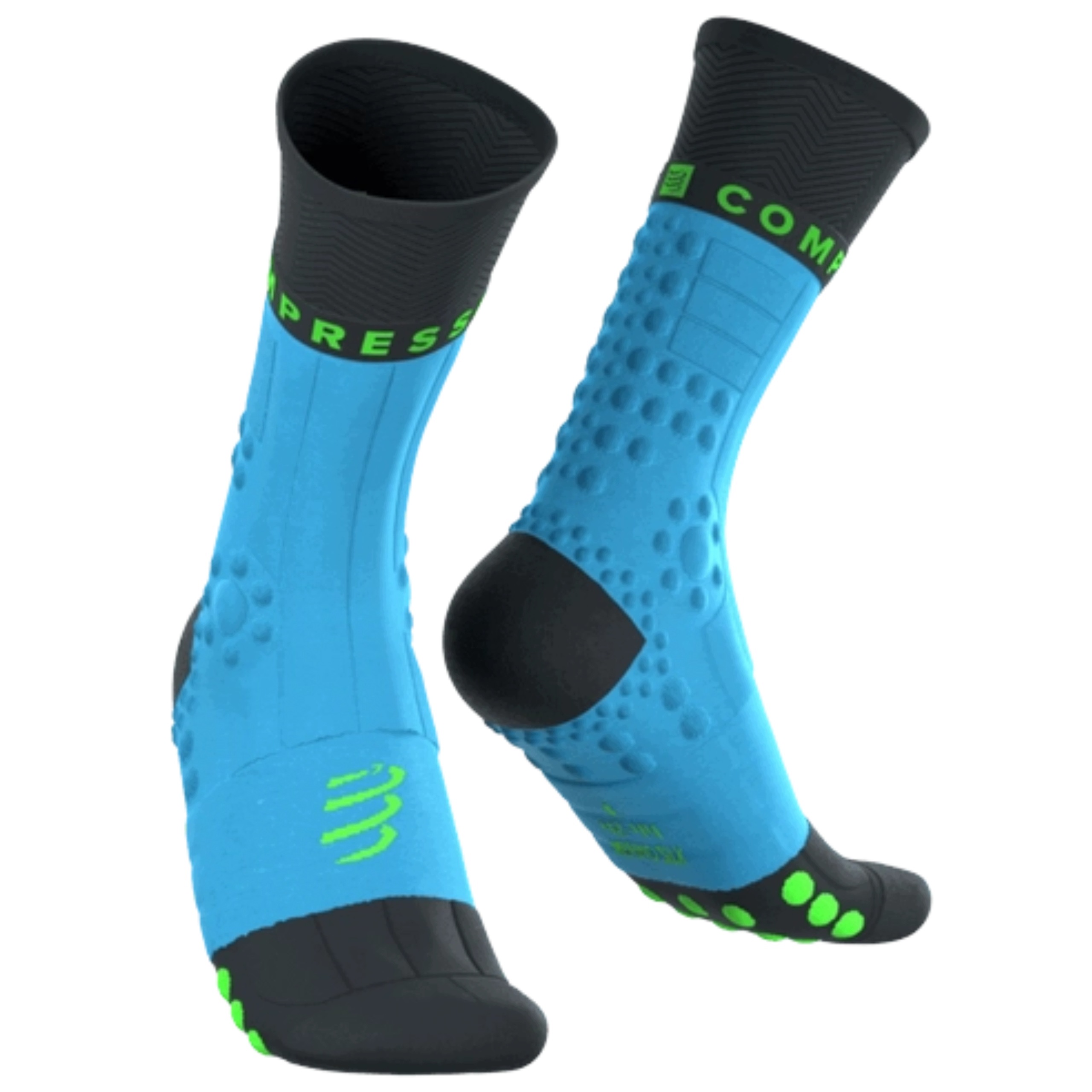 Skarpetki do Biegania Zimowe Sportowe Compressport Niebiesko-Czarne T2