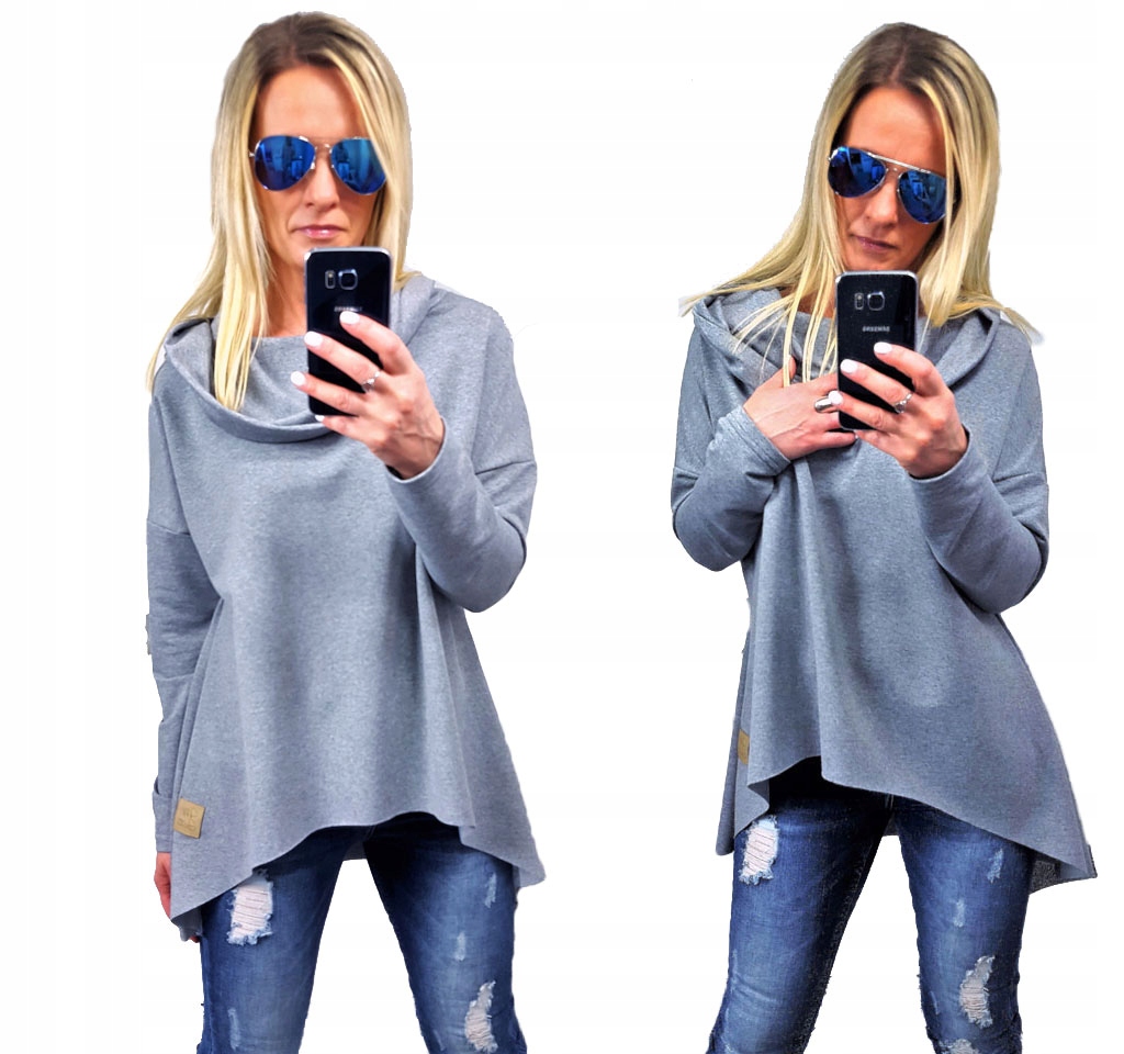 

Asymetryczna Tunika Bluza Sukienka Komin Kaptur XL