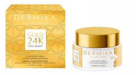 Dermika Gold 24K Luxusní krém-stimulátor mládí 55+ na den, noc 50 ml