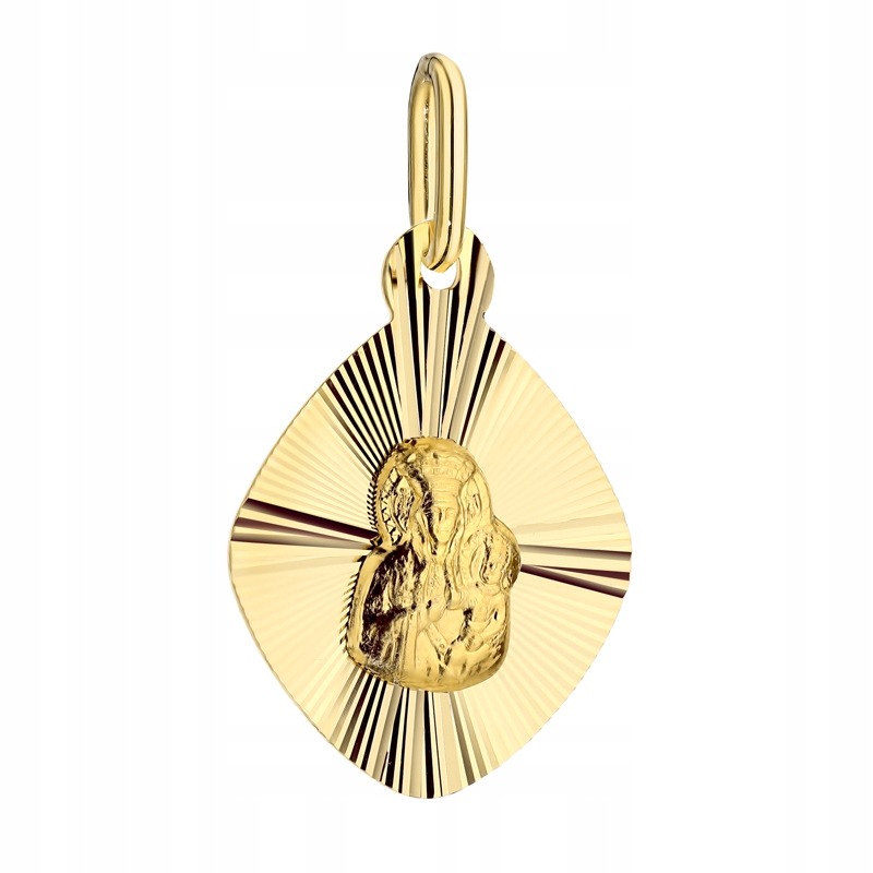 Zlatý Medailonek Přívěsek pr. 585 s obrázkem Panny Marie Čenstochovské