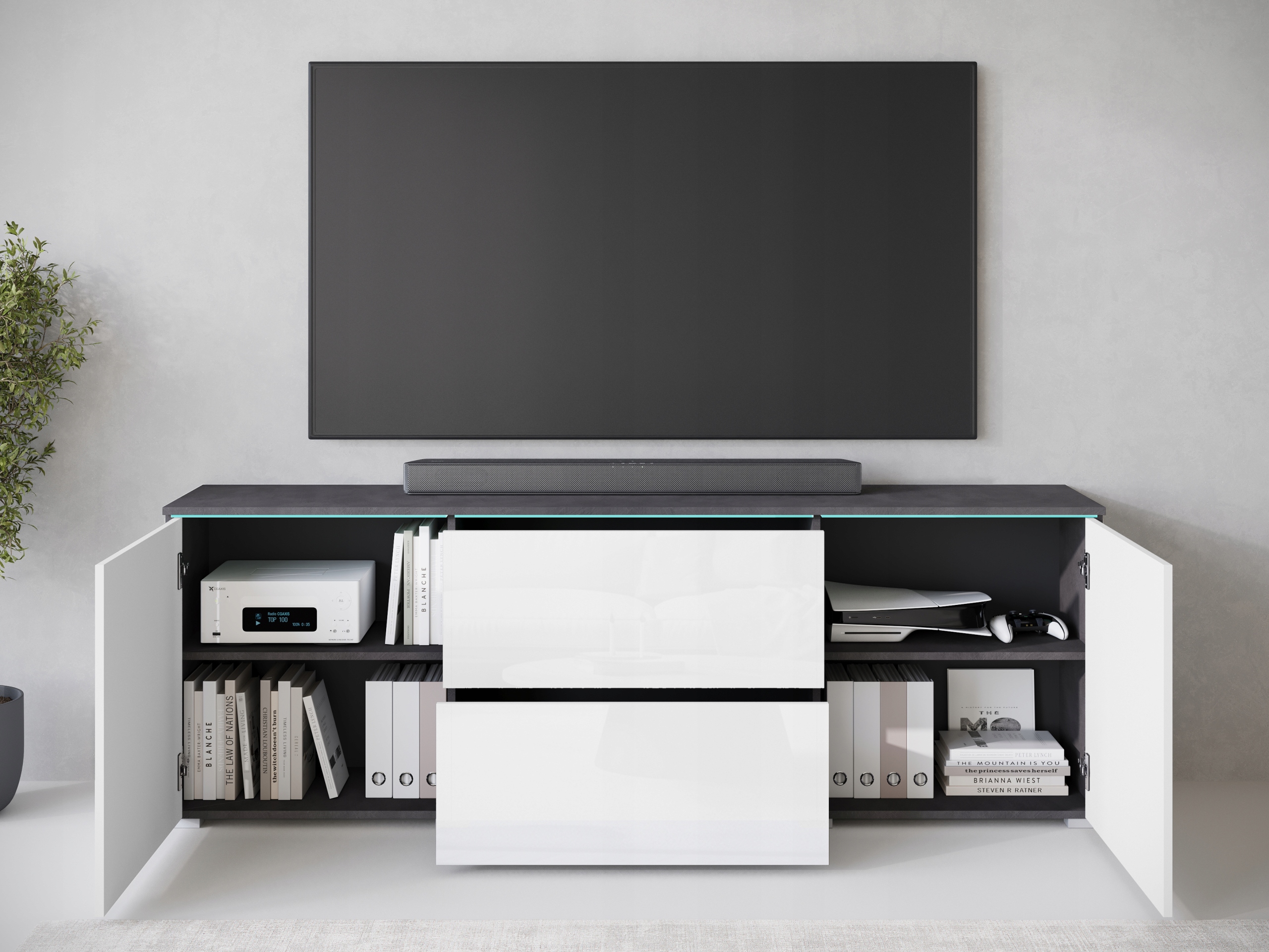 Szafka RTV VERA 181 Matera / Biały Połysk Kolekcja Vera181