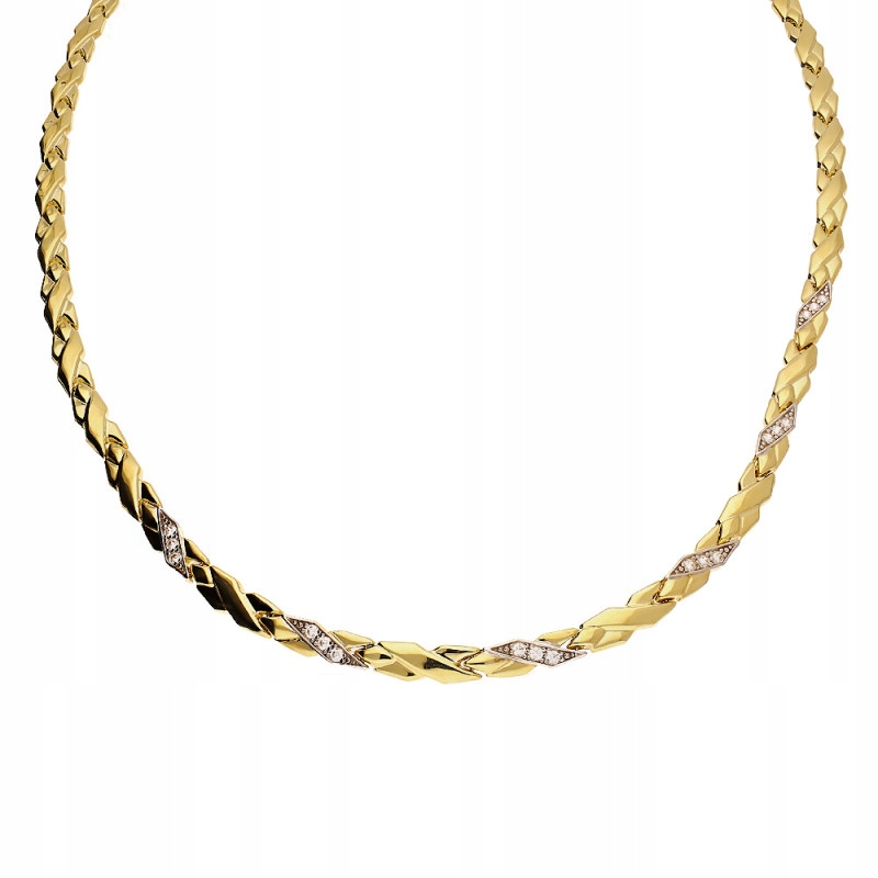 Zlatý náhrdelník 585 Stampato s rhodiovanými zirkony a žlutým zlacením 13.08 g