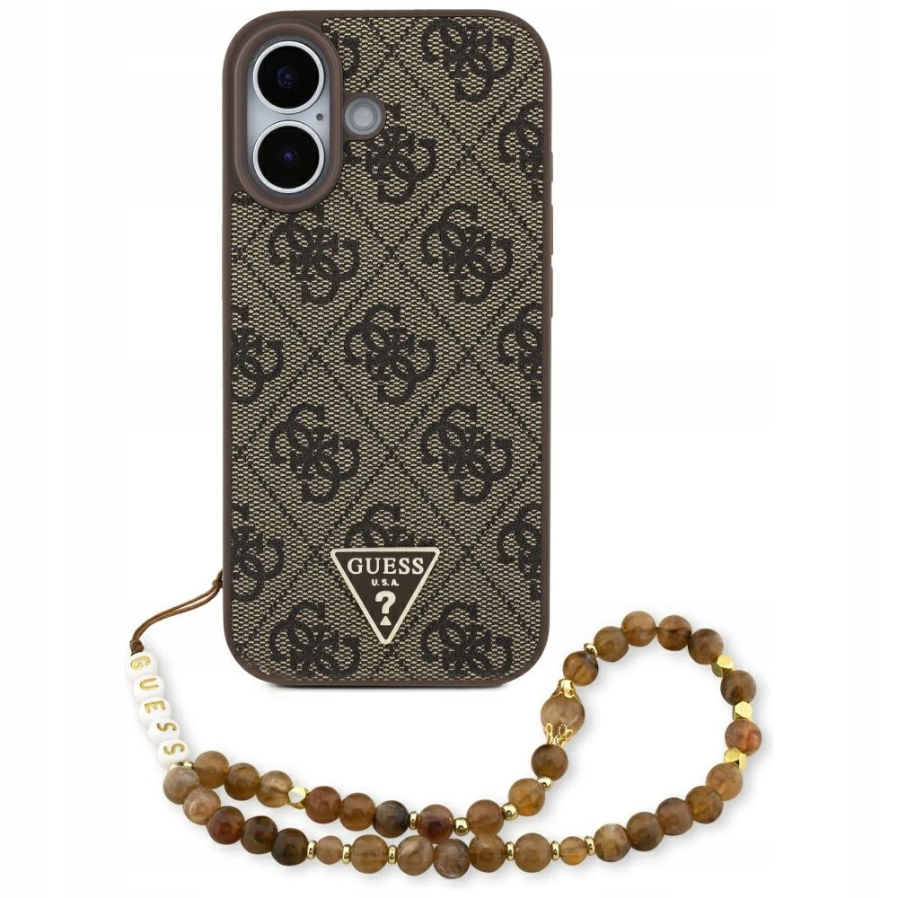 Pouzdro Guess 4G Strap Triangle Logo MagSafe pro iPhone 17, hnědé