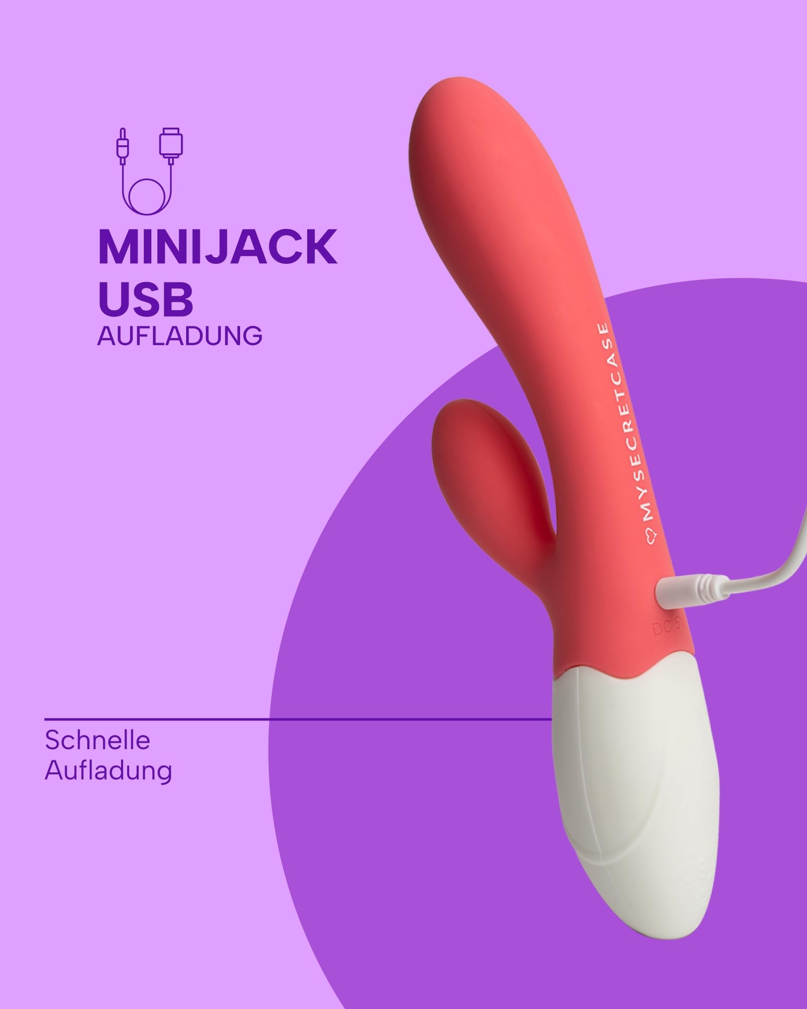 MYSECRETCASE Wibrator Króliczek Dla Kobiet 20cm 10 Trybów Wibracji Klitoris — miniatura 3