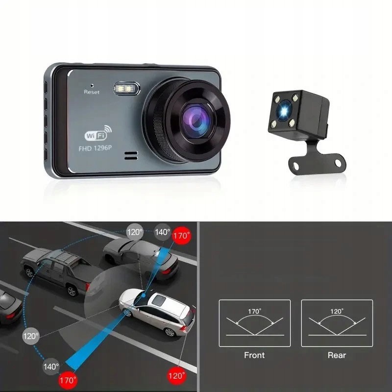 REJESTRATOR KAMERA SAMOCHODOWA GPS WIFI FHD+SD Zasilanie akumulatorowe gniazdo zapalniczki samochodowej