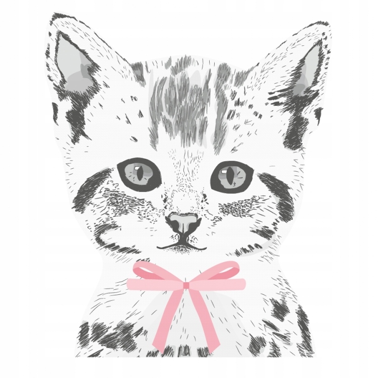 NAKLEJKA NA ŚCIANĘ KOT MIAURYCY Z KOKARDĄ RÓŻ L