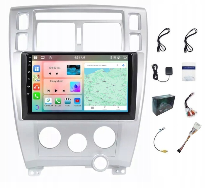 Navigační Rádio Gps Android Hyundai Tucson 2004-2009 Carplay Wifi 6GB 128GB