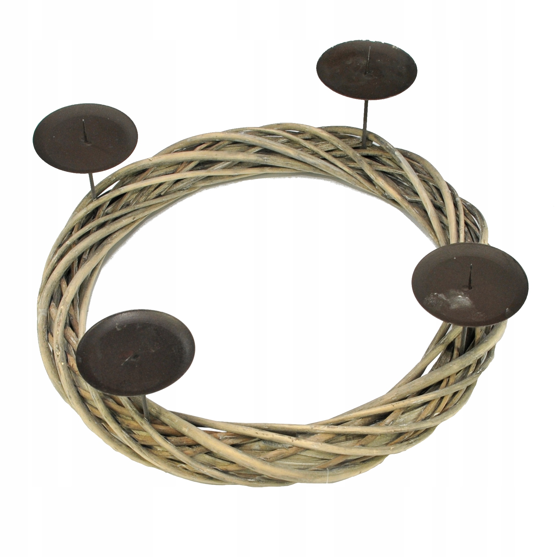 

Szary świecznik wianek wiklinowy na 4 świece 35 cm