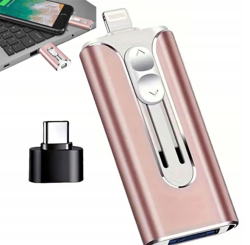 Pendrive 128 Gb 3AZ1BEN Usb 3.0 Micro-usb Lightning Usb-c, Rózsaszín