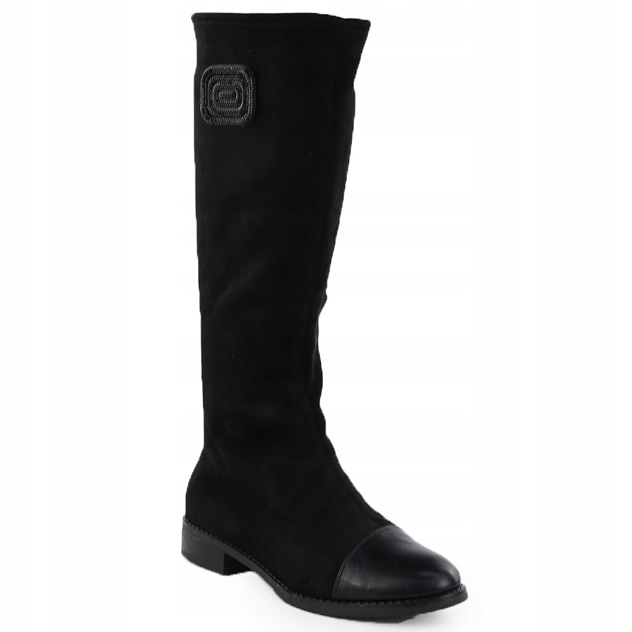 Semišové kozačky černé M.Daszyński 2251 37